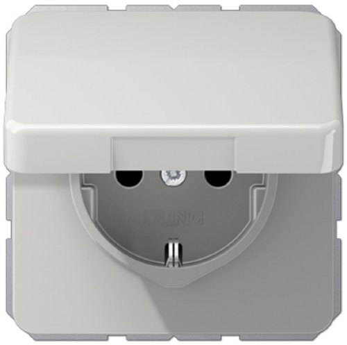 Розетка с заземлением без рамки Jung CD500 1-м. крышка шторки для IP44 светло-серый картинка